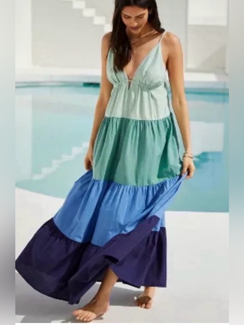 Anthropologie The Raya Colorblock Maxi Dress Size XS